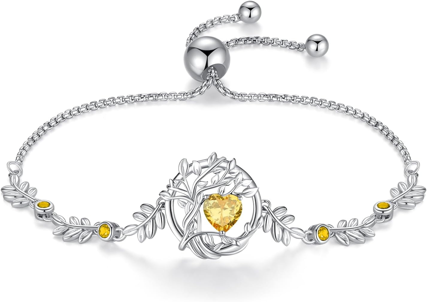 Tree of Life Birthstone Bracelet for Women Sterling Silver Tree Jewelry Birthstone Charm Bracelet Gemstone Anniversary Birthday Christmas Gifts for Wife Mom Her