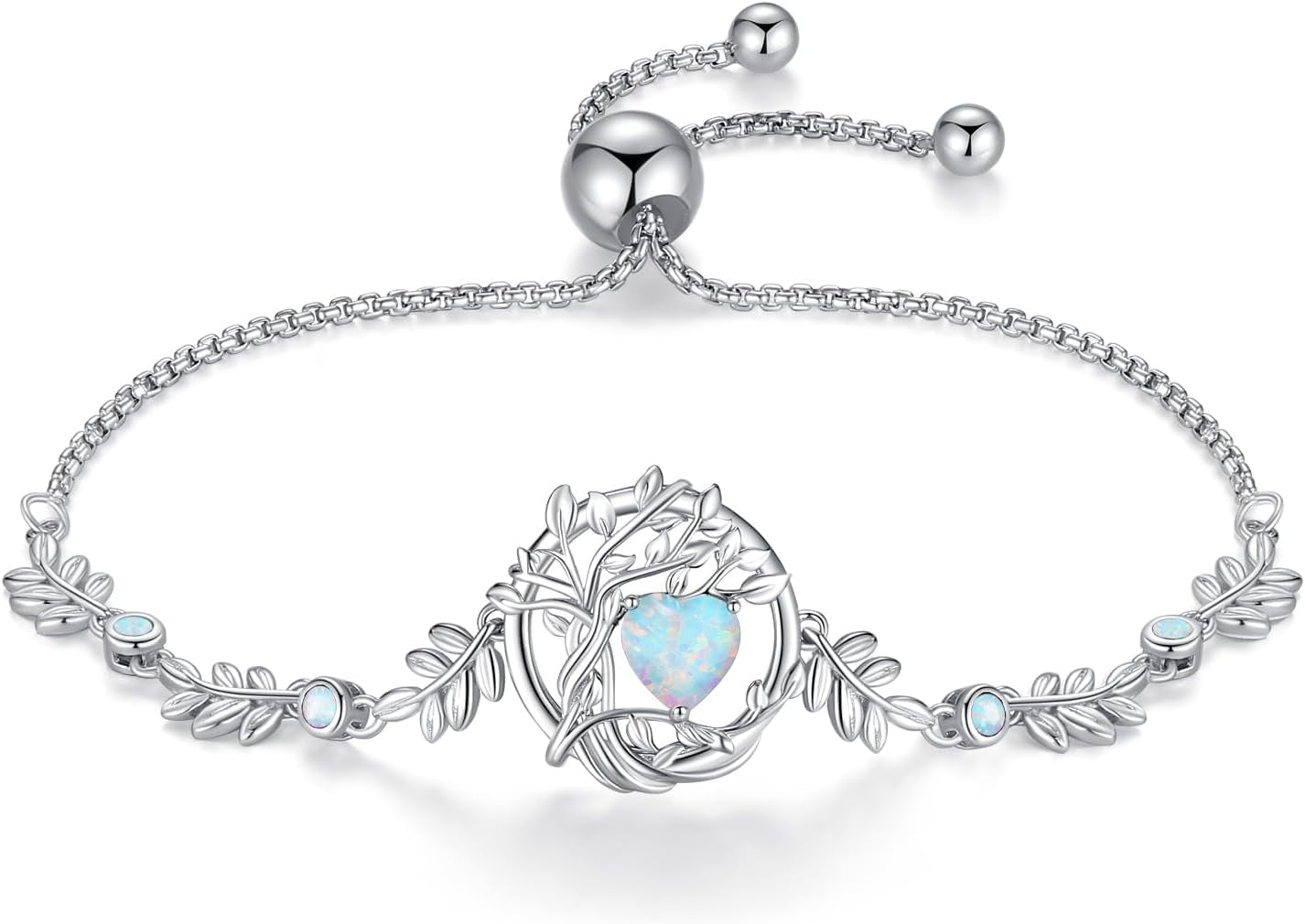 Tree of Life Birthstone Bracelet for Women Sterling Silver Tree Jewelry Birthstone Charm Bracelet Gemstone Anniversary Birthday Christmas Gifts for Wife Mom Her