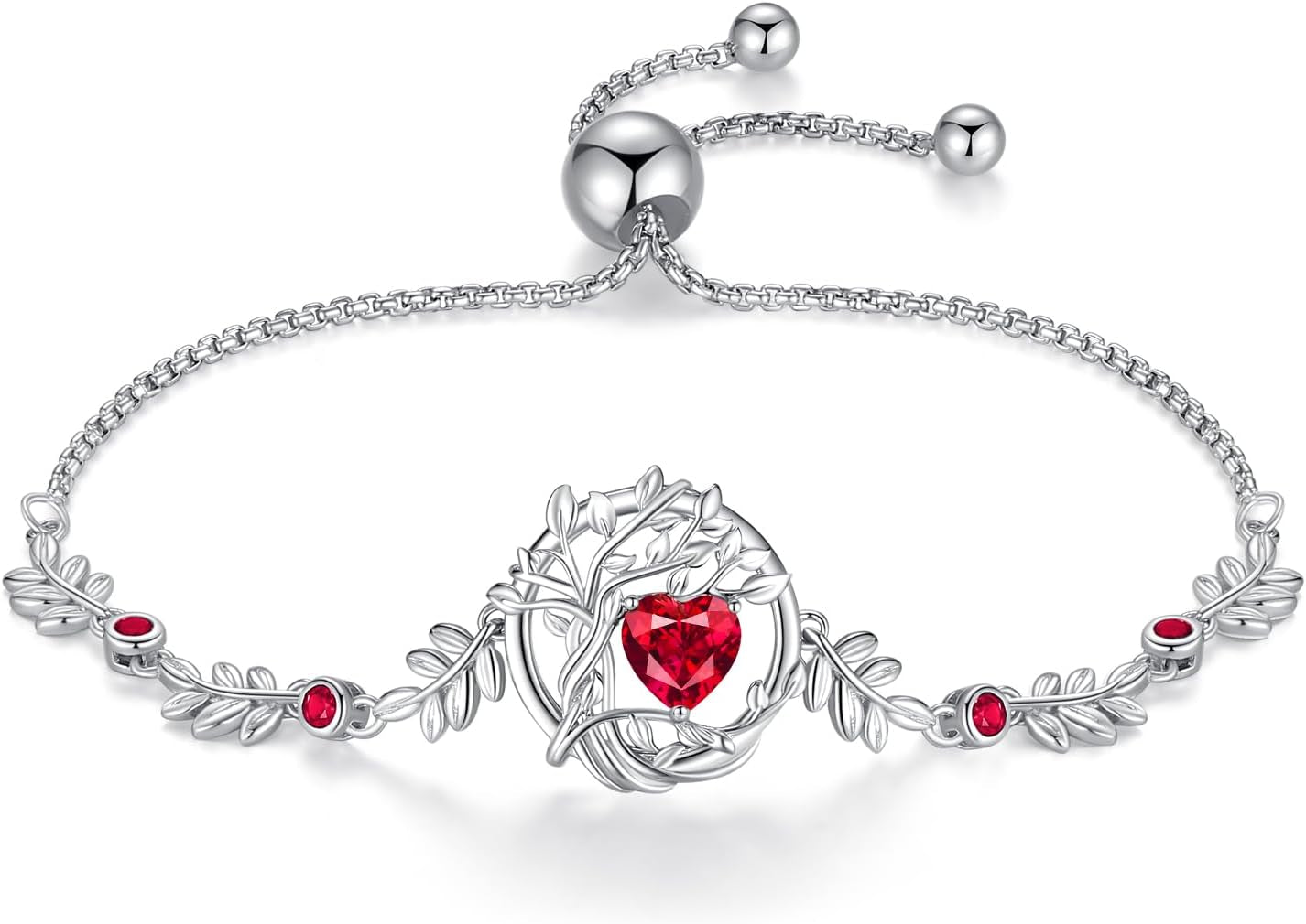 Tree of Life Birthstone Bracelet for Women Sterling Silver Tree Jewelry Birthstone Charm Bracelet Gemstone Anniversary Birthday Christmas Gifts for Wife Mom Her