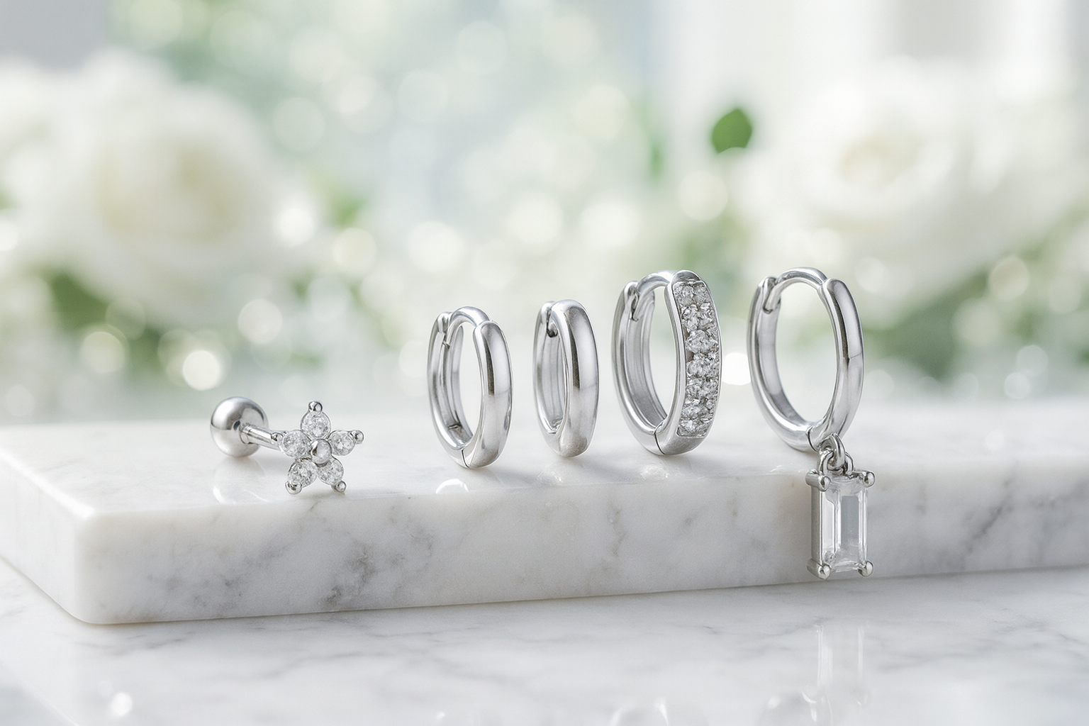 Elegant Crystal Flower Pendant Earrings