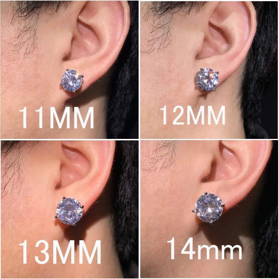 3-14MM AAAA Zircon Stud Earrings Screw/Push Back for Women Men Fashion Trend Wedding Jewelry Party Love Gift