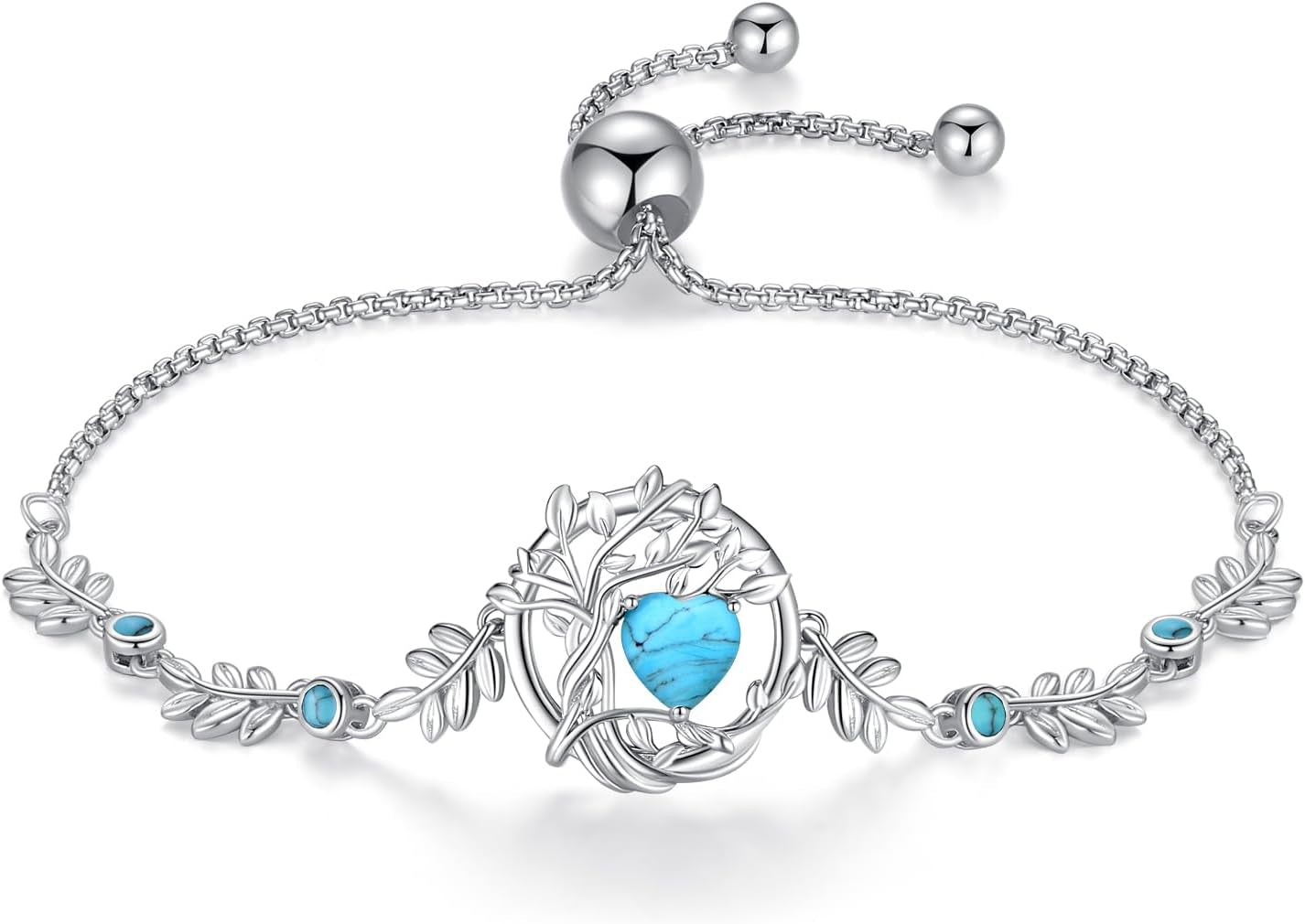 Tree of Life Birthstone Bracelet for Women Sterling Silver Tree Jewelry Birthstone Charm Bracelet Gemstone Anniversary Birthday Christmas Gifts for Wife Mom Her